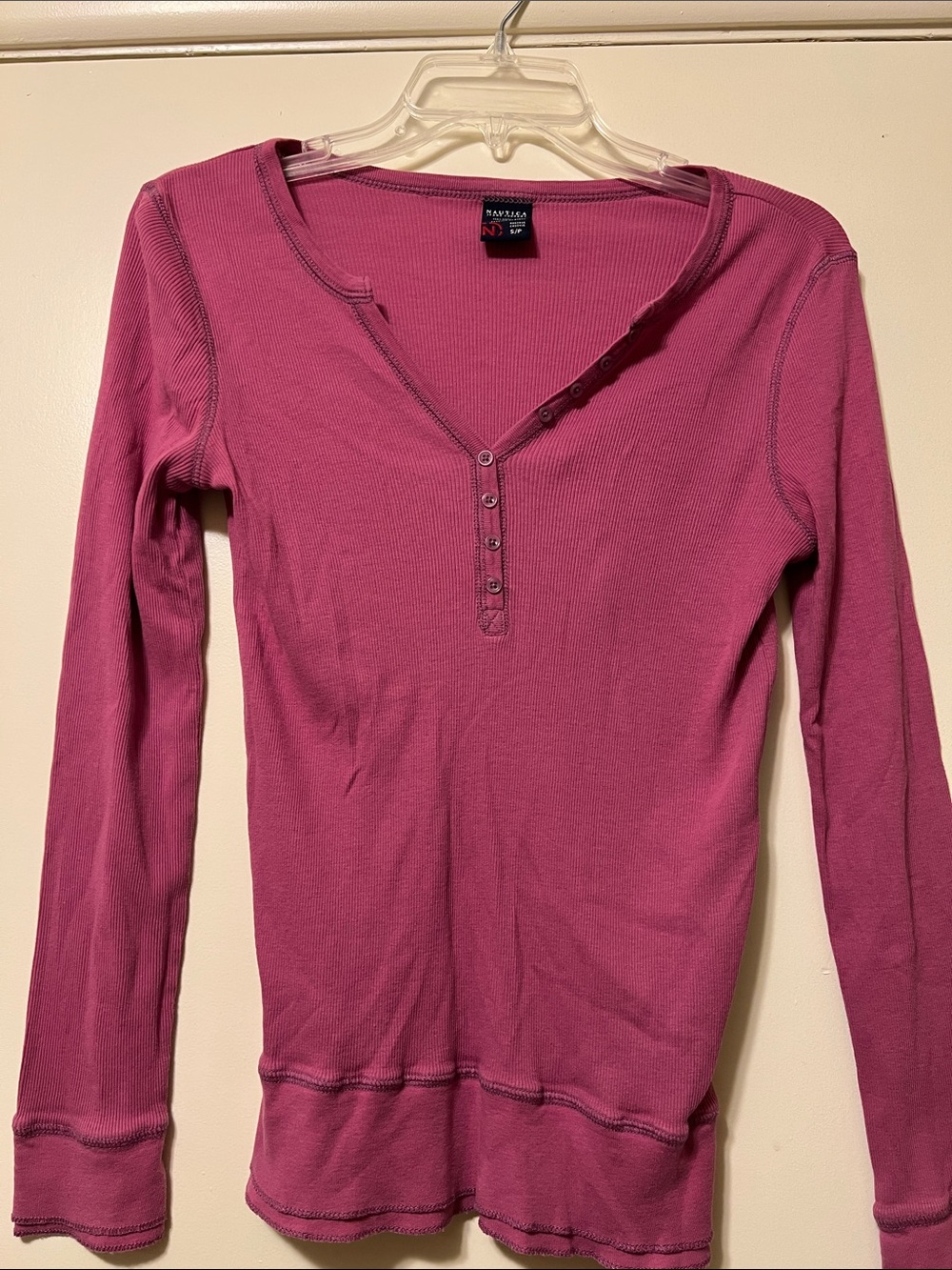Nautica Purple Long-Sleeve Henley Top S Like New!